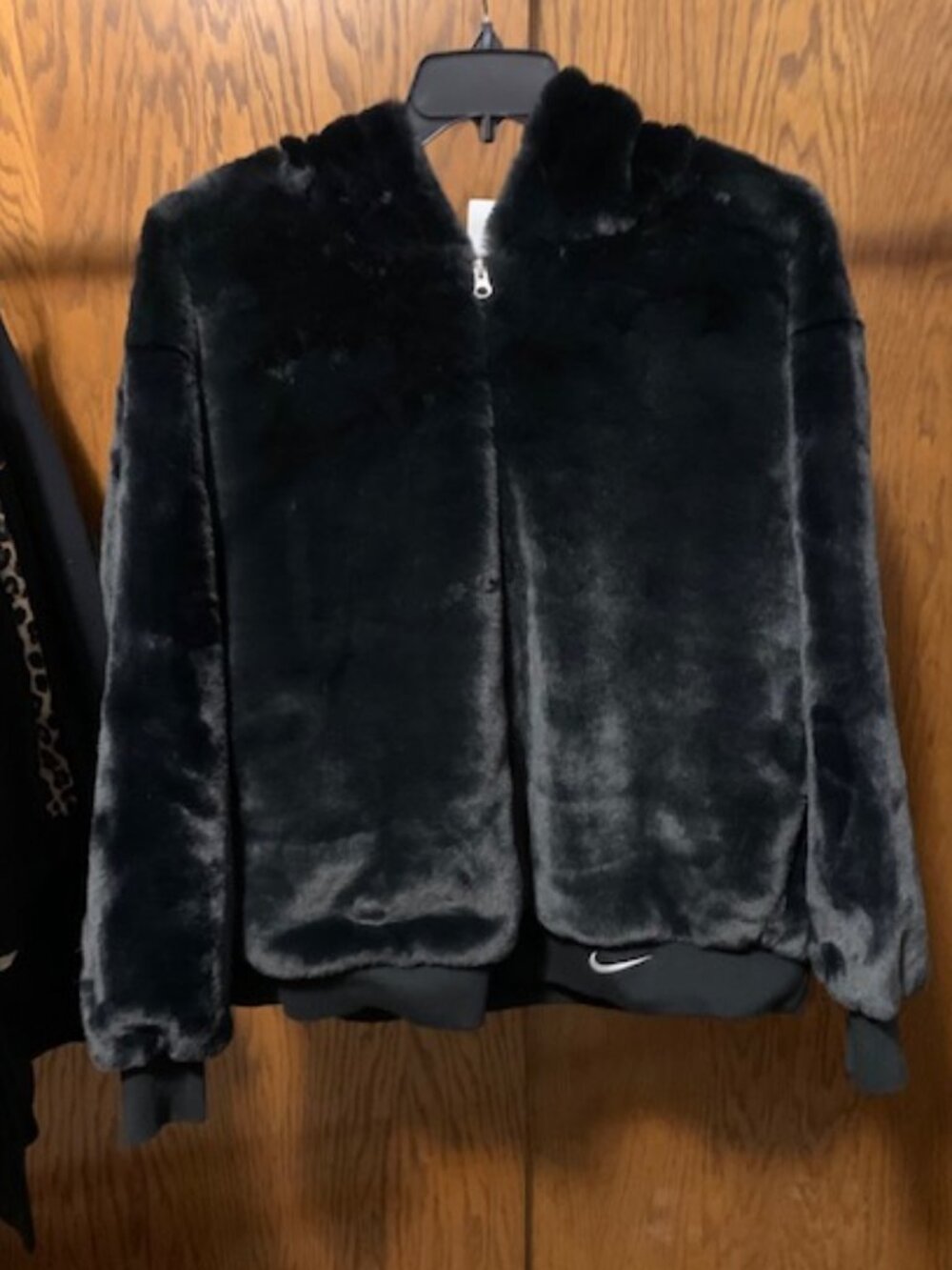 Like New Black Faux Fur Nike Coat